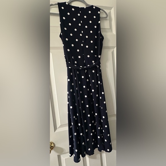 ❤️Anne Klein❤️ Polka Dot Sleeveless Dress - Navy and White - Picture 2 of 9